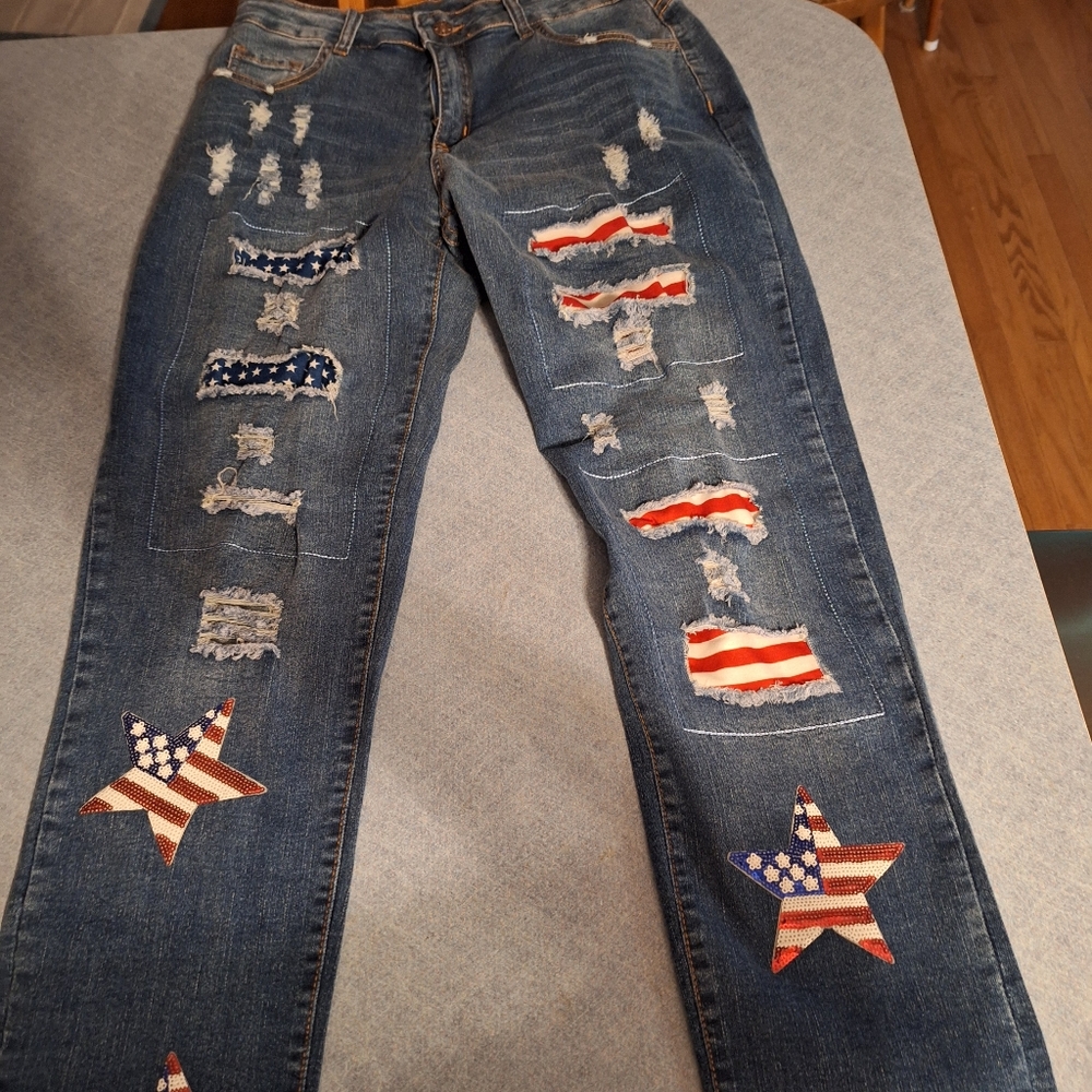 Red white and blue jeans